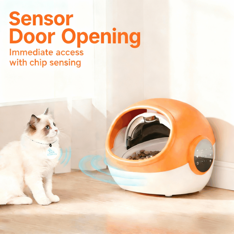 Automatic Smart Portable Plastic Pet Feeder Chip Sensor Individual Feeding Portion Control Voice Reminder Multi-Pet Exclusive