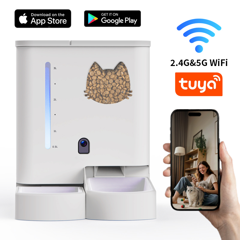Integrated Water and Food Dual-function Automatic Intelligent Pet Feeding Device with Large Capacity and Remote Control Via App