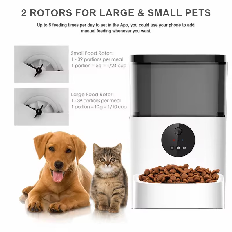 Ready To Ship Timed Alimentatore Per Animali Domestici For Cats &amp; Dogs With 1080P Camera Smart WiFi Food Dispenser