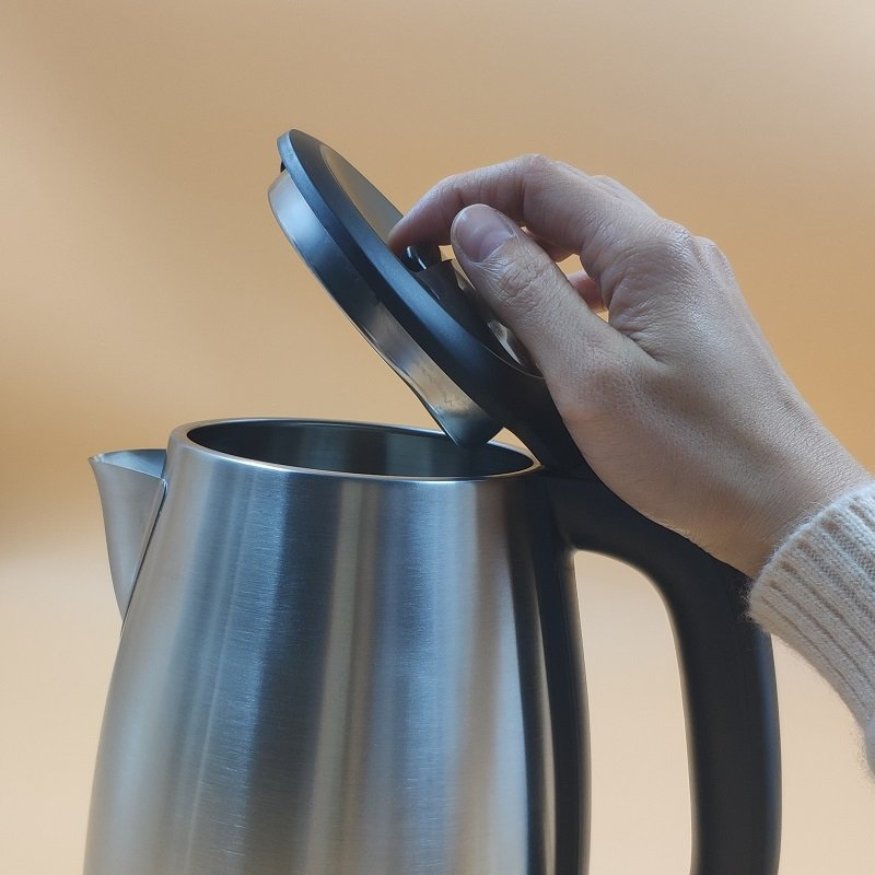 Stylish Brushed Silver Electric Kettle with Auto Shut-off Feature