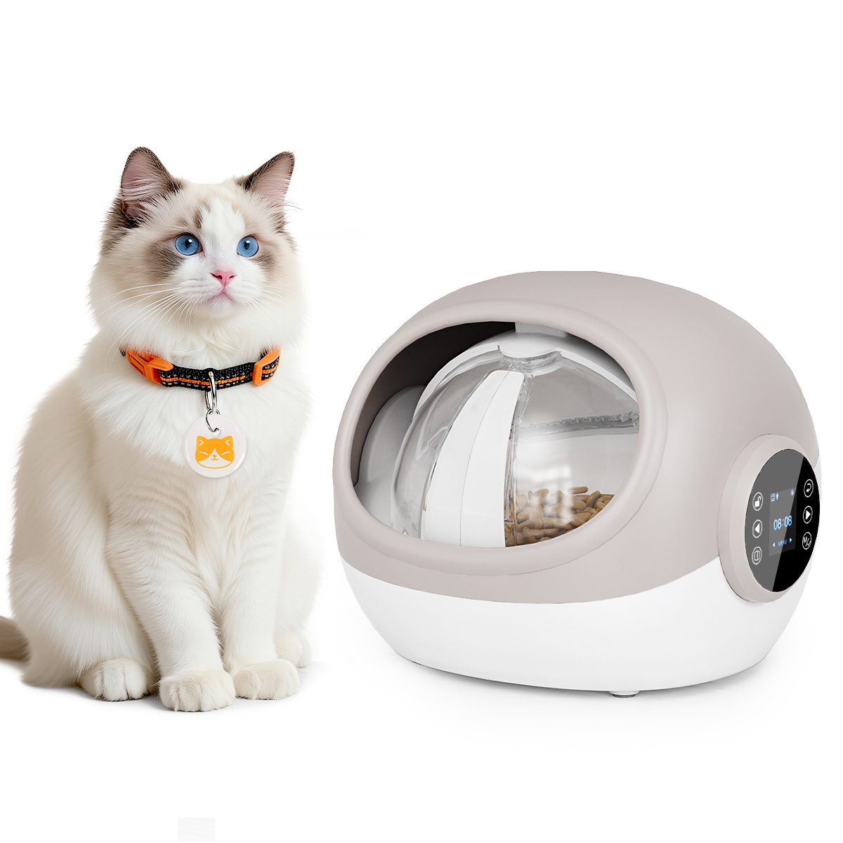 Beige Cat Feeder