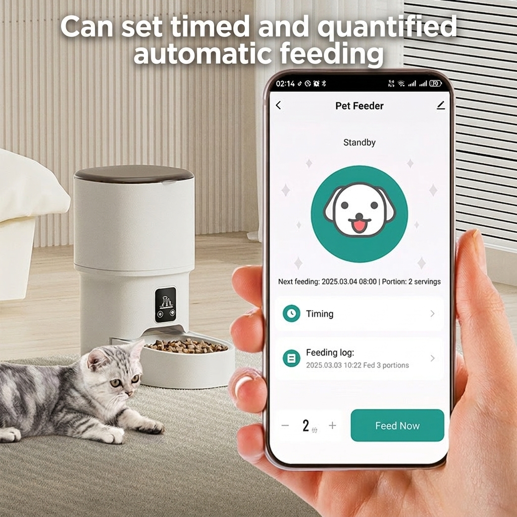 Smart Modern Pet Automatic Bowls 4L Capacity Charge WiFi Mobile APP Control Dog Cat Food Dispenser Waterproof Plastic Time