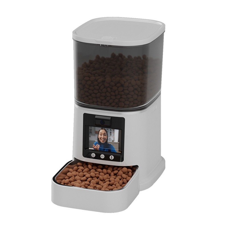 Adjustable Camera Two Way Video Call AI Recognition Automatic Feeder Dogs Cats 5L Waterproof LCD Display Indoor Outdoor Use Love