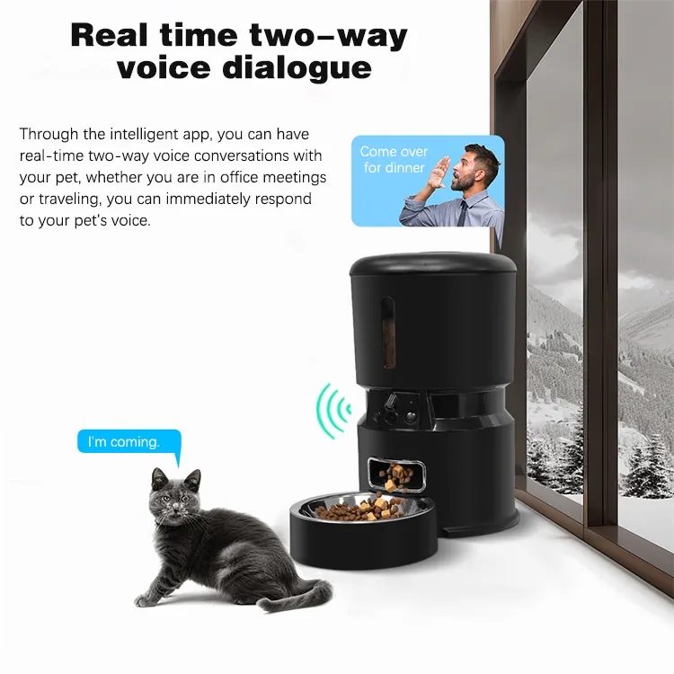 Factory Direct Sell Automatic Cat Food Dispenser 4L Timed Dog Pet Feeder WiFi 1-6 Meals Portion Control Dry Food Auto Cat Feeder