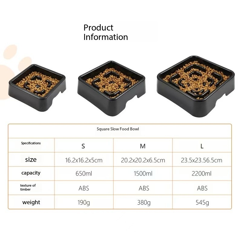 Healthy Pet Supplies Fashion Black Slow Food Bowl Anti-Choking Anti-bloating Feeder to Reduce Obesity and Make Mealtimes Fun