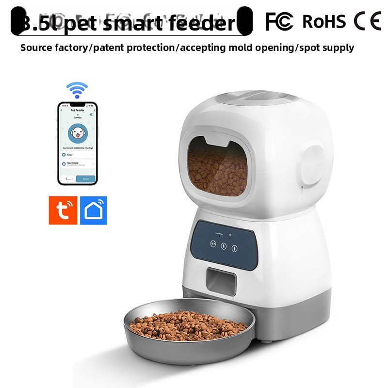 Source-Factory 35L Smart Pet Feeder USB Powered WiFi Timer Portion Control Remote Management Worldwide AdaptersAutomatic Food