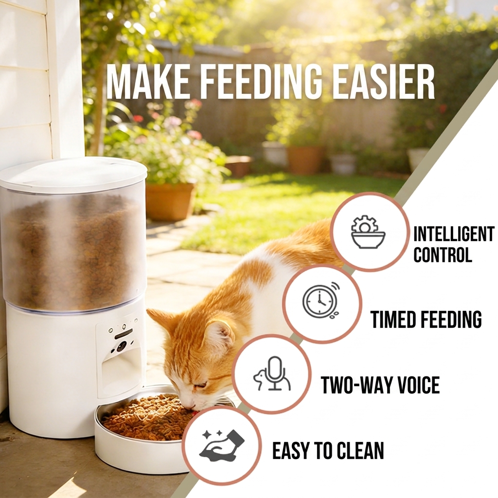 4L Smart Pet Feeder Automatic WiFi App Remote Control Dog Cat Food Dispenser Stainless Steel Bowl iCam365 Support Large Capacity