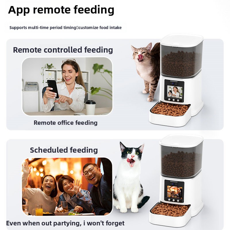 Customizable Pet Feeder Adjustable Camera Smart Automatic Feeding Two-way Video Calling AI-powered Recognition App Interaction