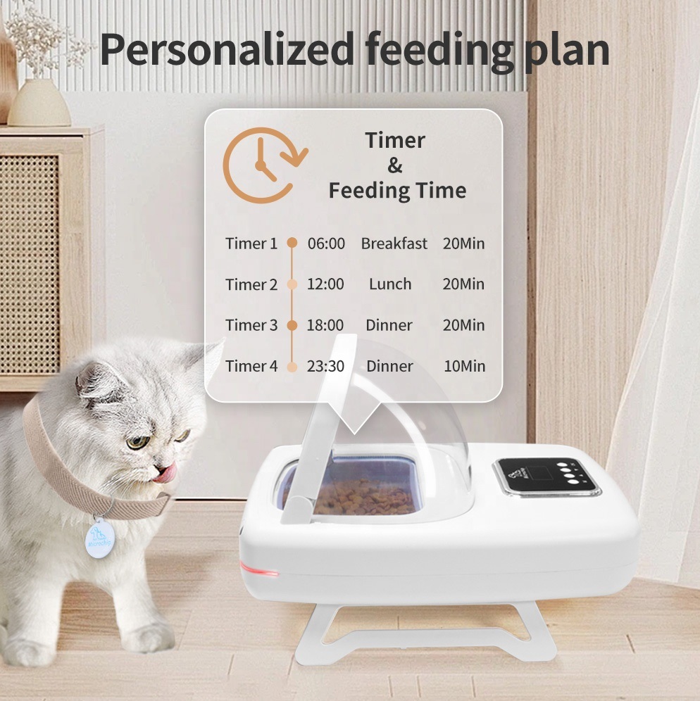 New Function Multi-Pet Families Smart Feeder Microchip RFID-Sensing Feeder Automatic Pet Feeder with RFID and Infrared Sensing