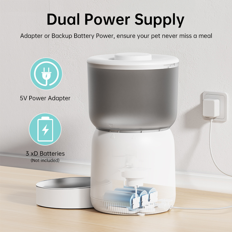 3L Battery Plastic Auto Dog Cat Food Dispenser WiFi APP Control Automatic Feeding Timed Meals Scheduling Camera Stainless Steel