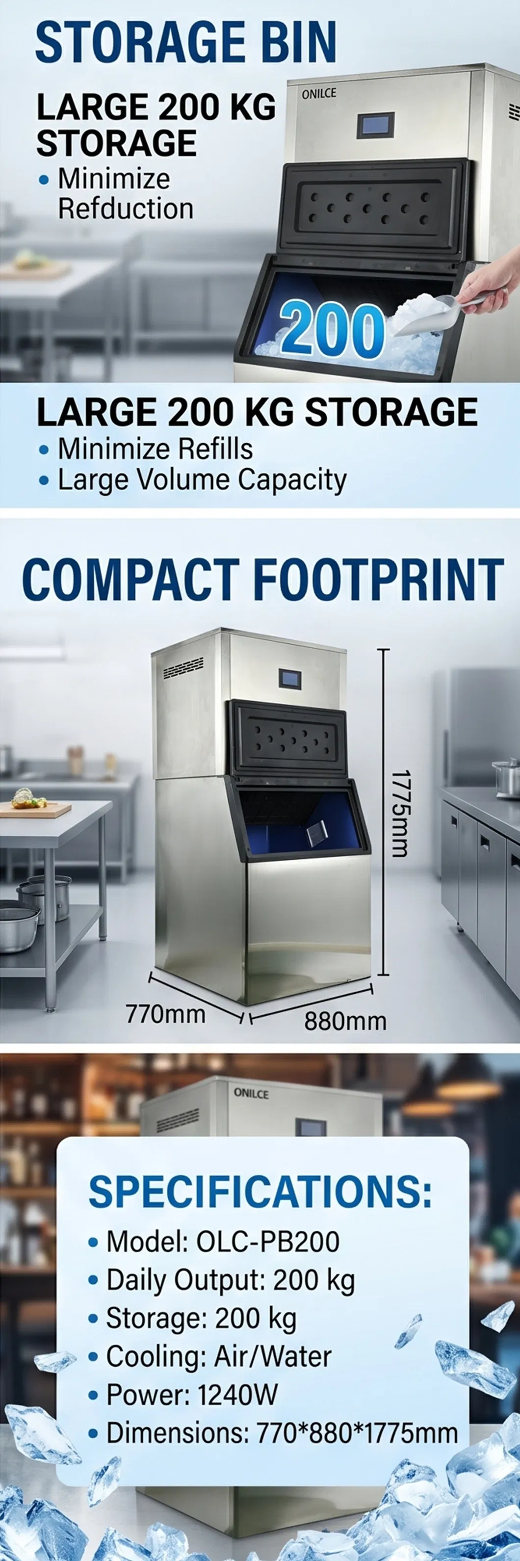 Accurate Temperature 200kg Capacity Dispensing Pharmacy Medicine Cooling Flake Ice Machine