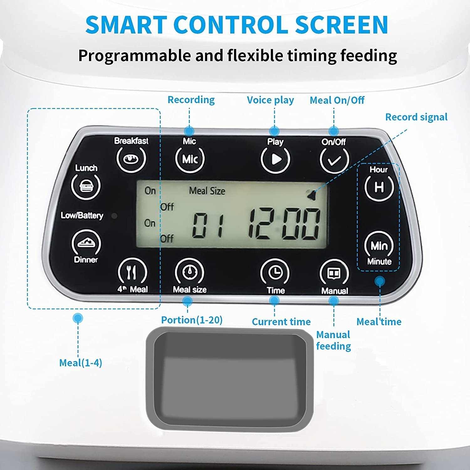 3.5L WiFi Smart Automatic Pet Feeder for Cats and Small Dogs, Timed Food Dispenser with APP Control, 10s Voice Recording