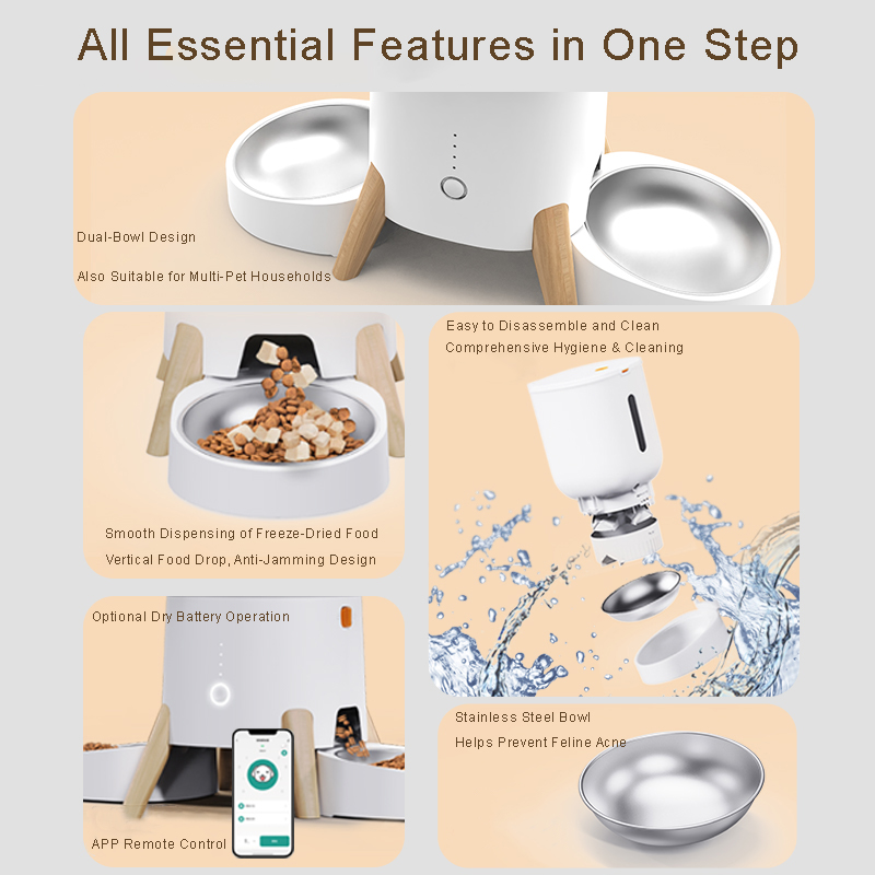 Automatic Cat Feeder Smart Dog Food Dispenser Programmable Timer Precise Portion Control for Single Multi-Pet Home