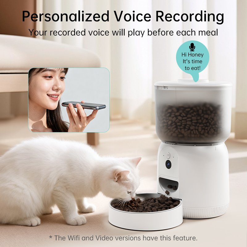 3L Battery Plastic Auto Dog Cat Food Dispenser WiFi APP Control Automatic Feeding Timed Meals Scheduling Camera Stainless Steel