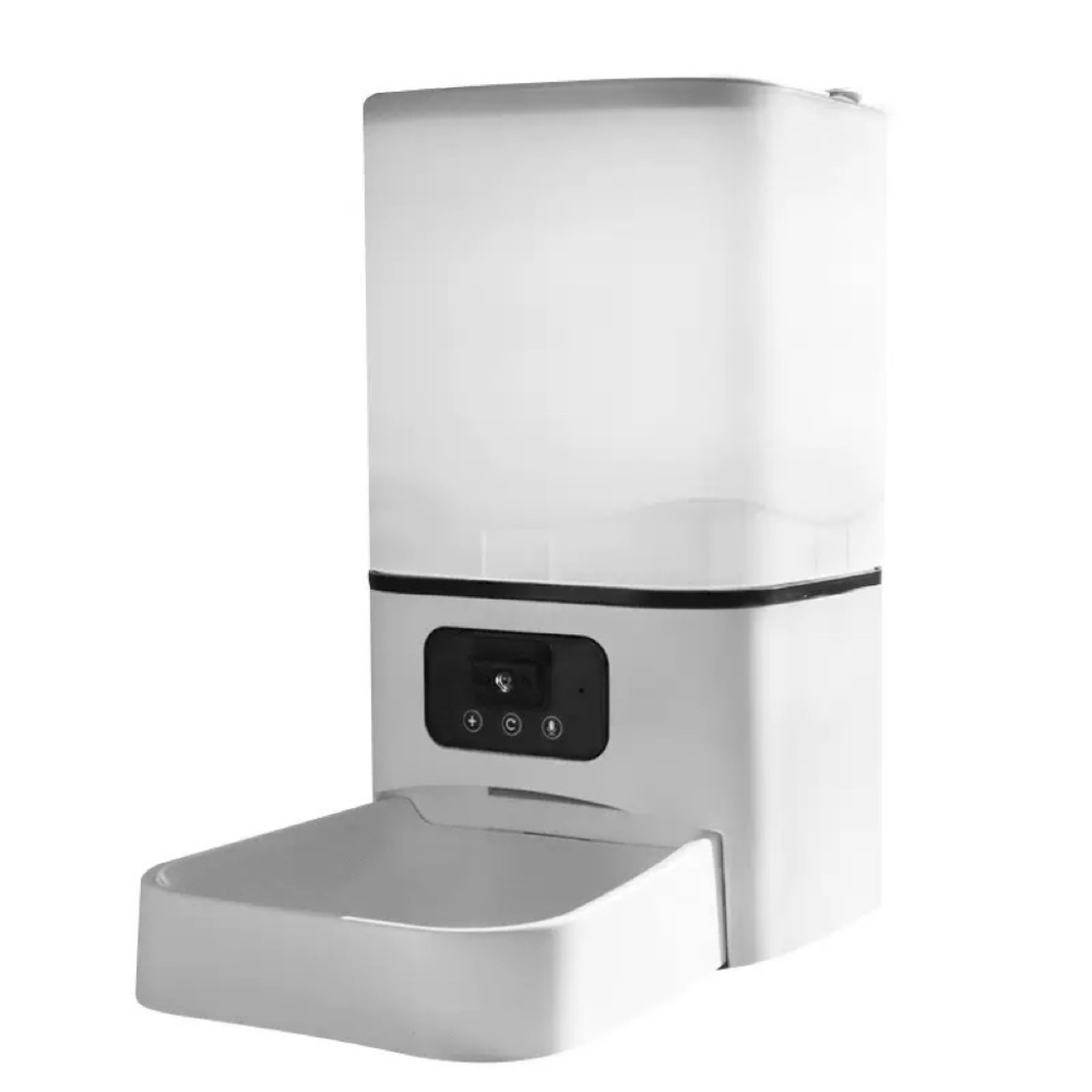 6L Large Capacity Automatic Cat Feeder with Dual Power Supply APP Remote Timed Feeding Stainless Bowl for Travel Business Trip