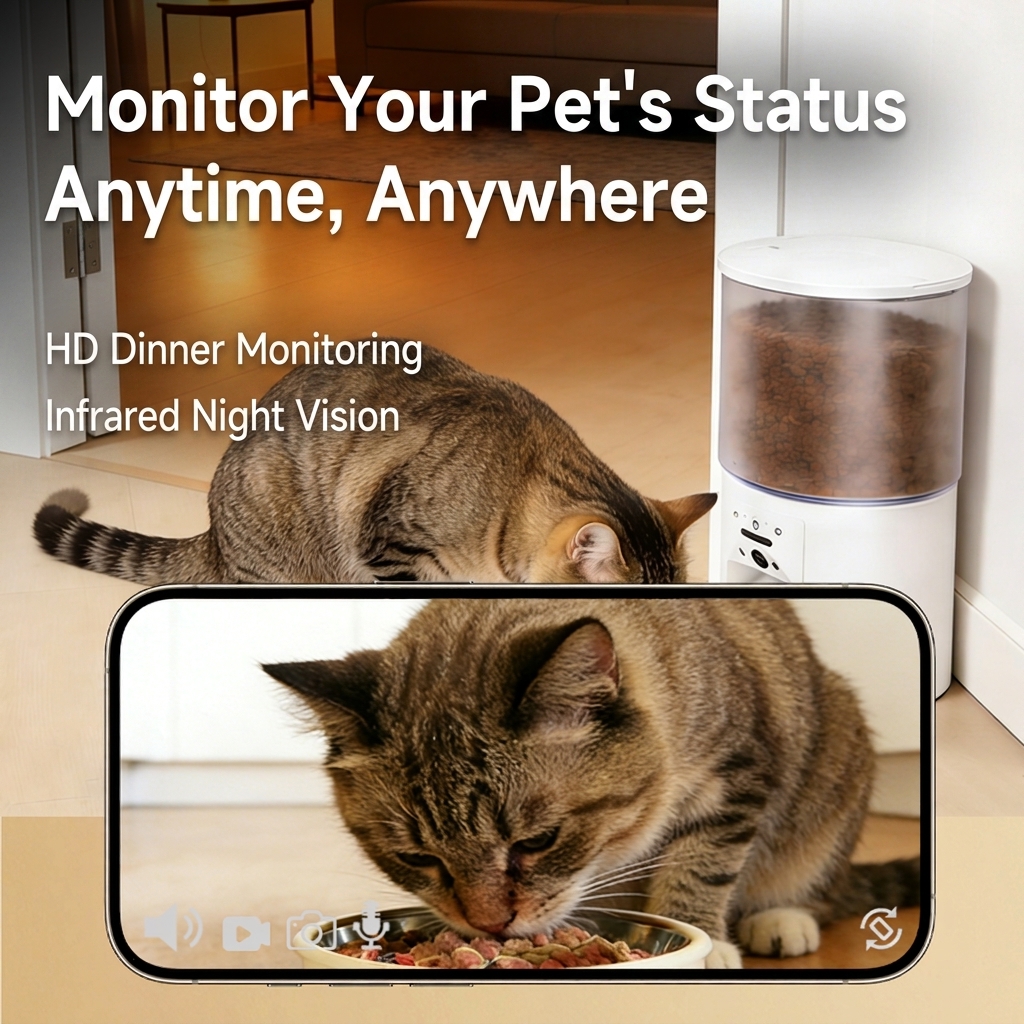 4L Smart Pet Feeder Automatic WiFi App Remote Control Dog Cat Food Dispenser Stainless Steel Bowl iCam365 Support Large Capacity