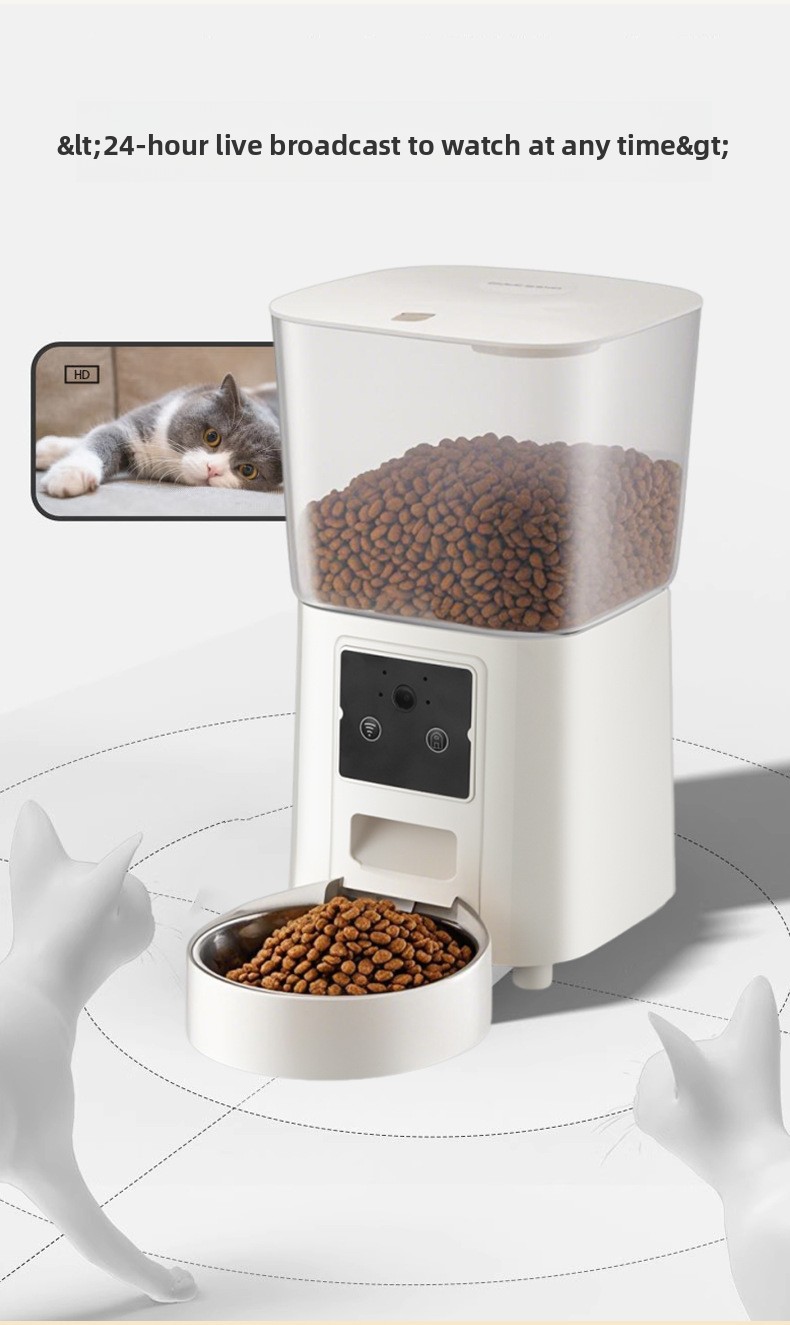 APP Controlled Automatic Pet Feeder Timer Food Dispenser with Camera Dual Stainless Steel Bowls for Cat Dog Scheduled Feeding