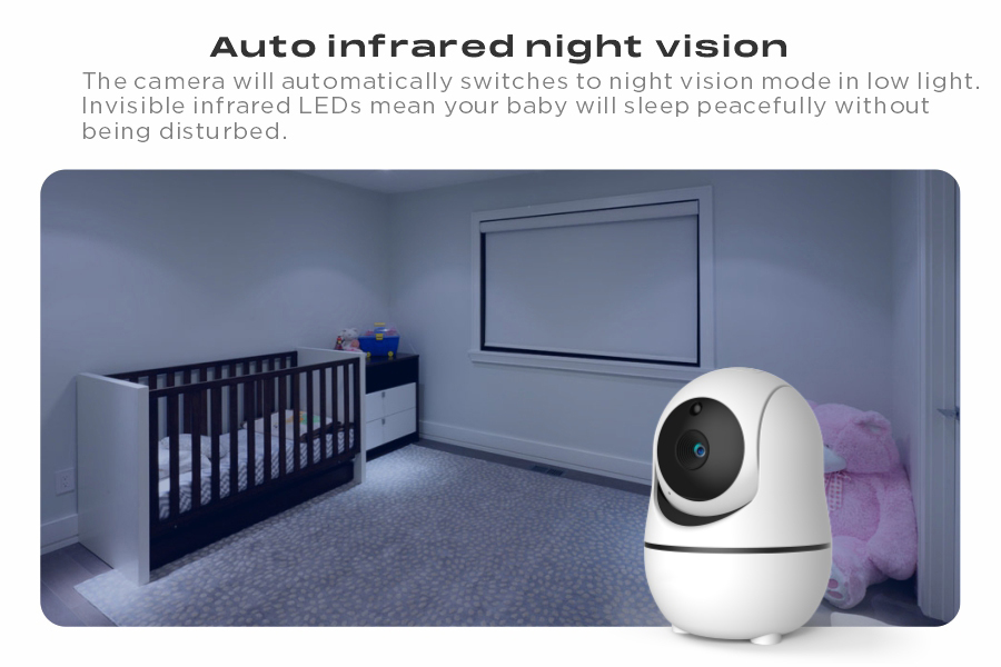7.0 Inch LCD Big Display With Monitor Baby Camera Feeding Timer Auto Infrared PTZ Rotating ABS