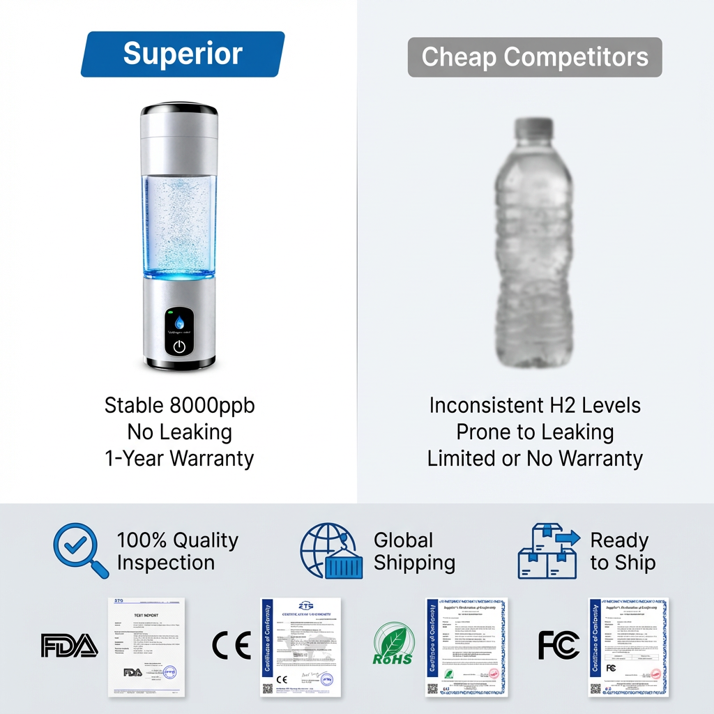Phyflow Premium 8000PPB Hydrogen Water Bottle For Anti-aging Cellular Hydration Luxury Tritan SPE PEM Ionizer For Clinics