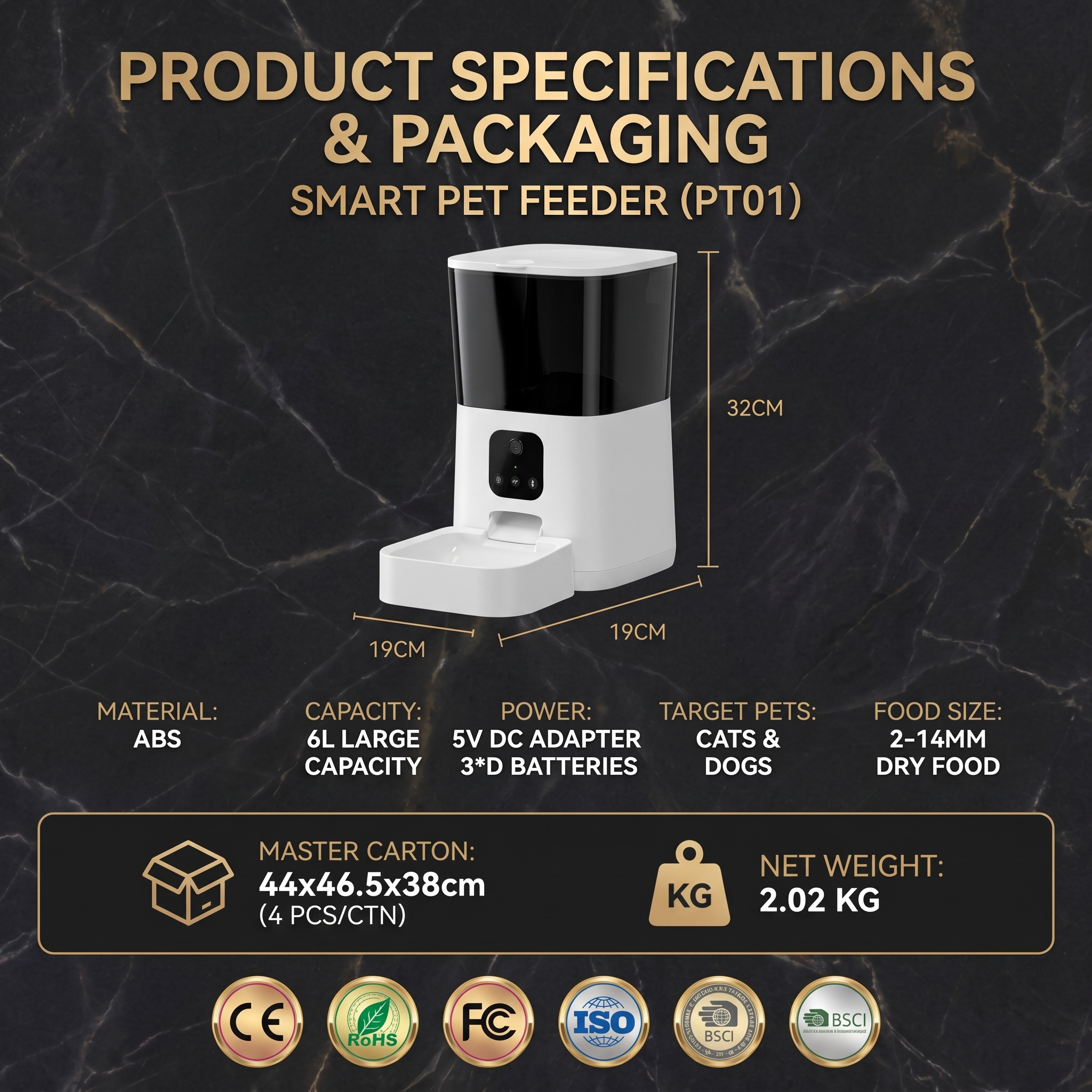OEM Camera Automatic Wifi APP Control Timer Smart Pet Feeder Food Dispenser 6L Large Capacity Bowl Pet Feeder for Dog and Cat
