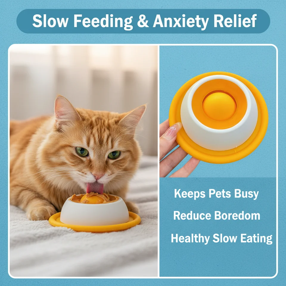 Elevated Plastic Pet Lick Toy Rounded Design-Interactive Slow Feeder Food Dispenser For Dogs Cats Boredom Relief Pet Enrichment
