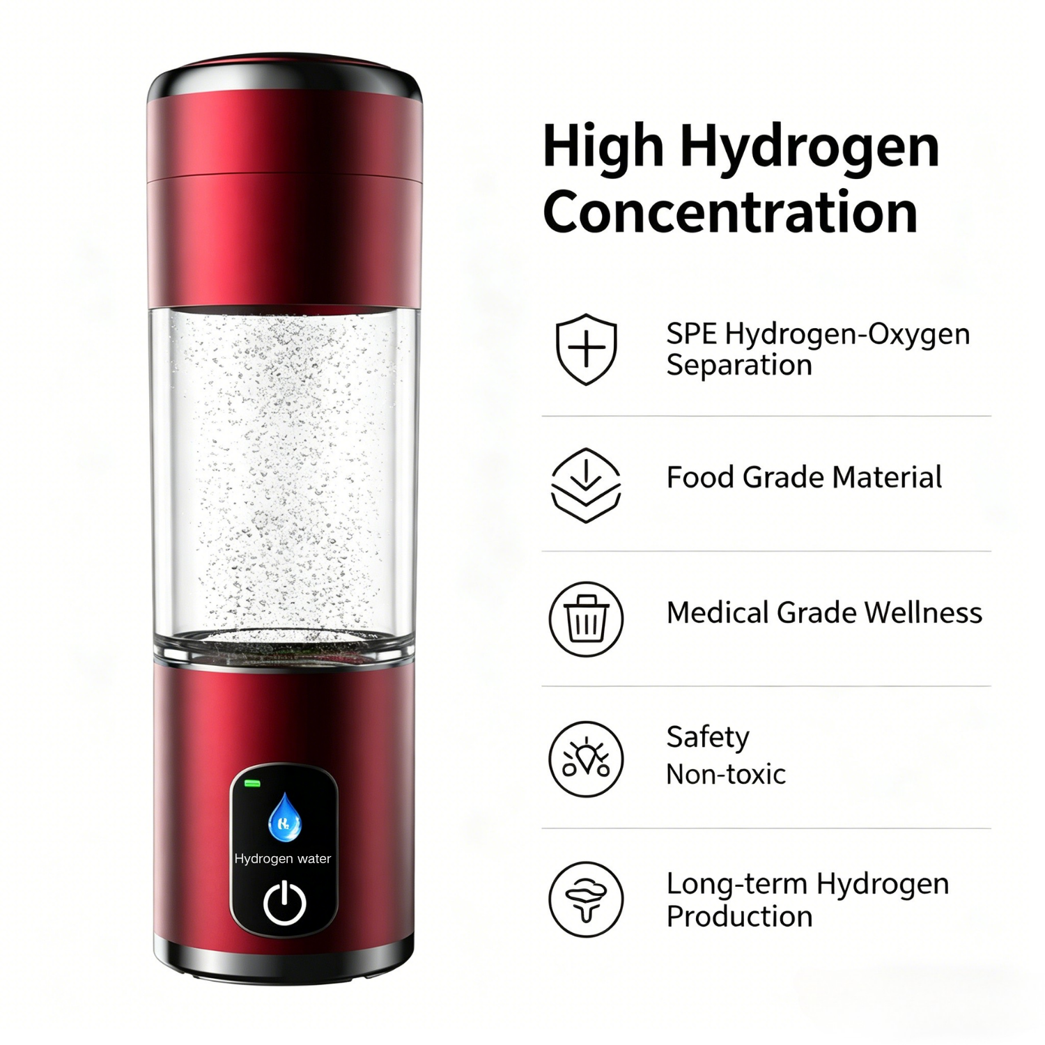 Phyflow Premium 8000PPB Hydrogen Water Bottle For Anti-aging Cellular Hydration Luxury Tritan SPE PEM Ionizer For Clinics