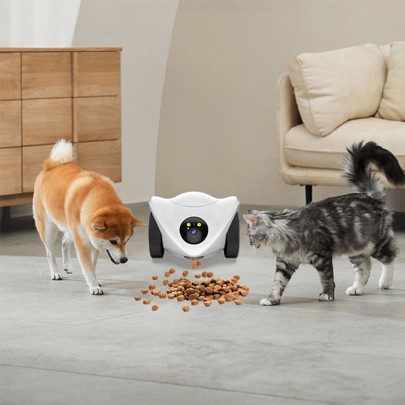 Smart Eco-Friendly Plastic Feeding &amp; Monitoring Combo Robot with Scheduling Portion Control Live Video for Pet Diet Management