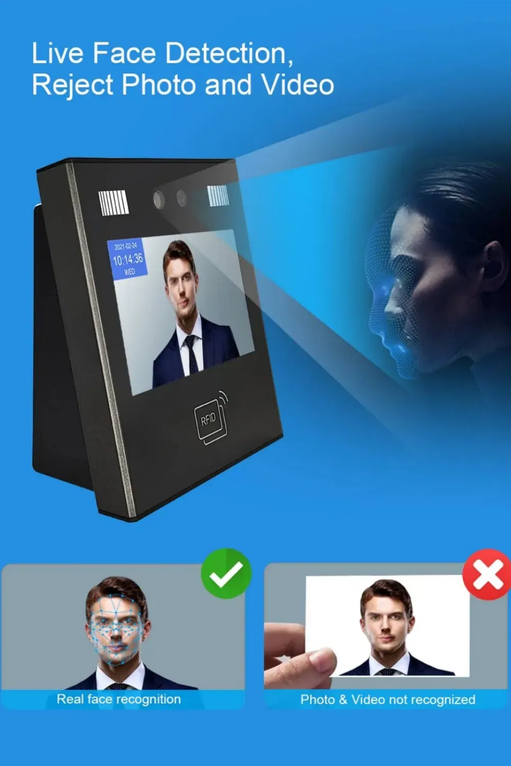 Biometric AI Face Recognition RFID Time Attendance System