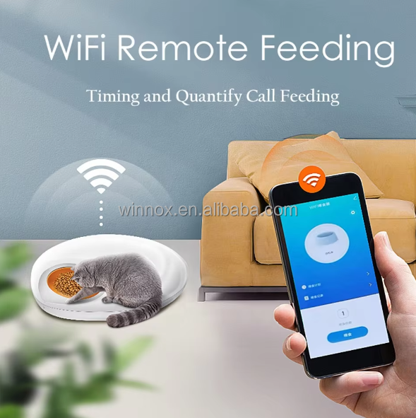 WiFi Pet Feeder 5-Meal Timer Dogs &amp; Cats Wet/Dry Food &amp; Refrigerated Storage Automatic Pet Wet Food Dispenser with Bowl Washing