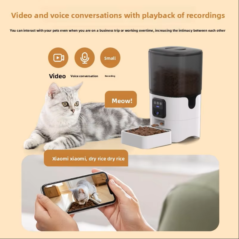 6L Automatic Pet Feeder, Timed Feeding Dispenser with Optional WiFi Camera &amp; Stainless Steel Bowl for Small Cats and Dogs
