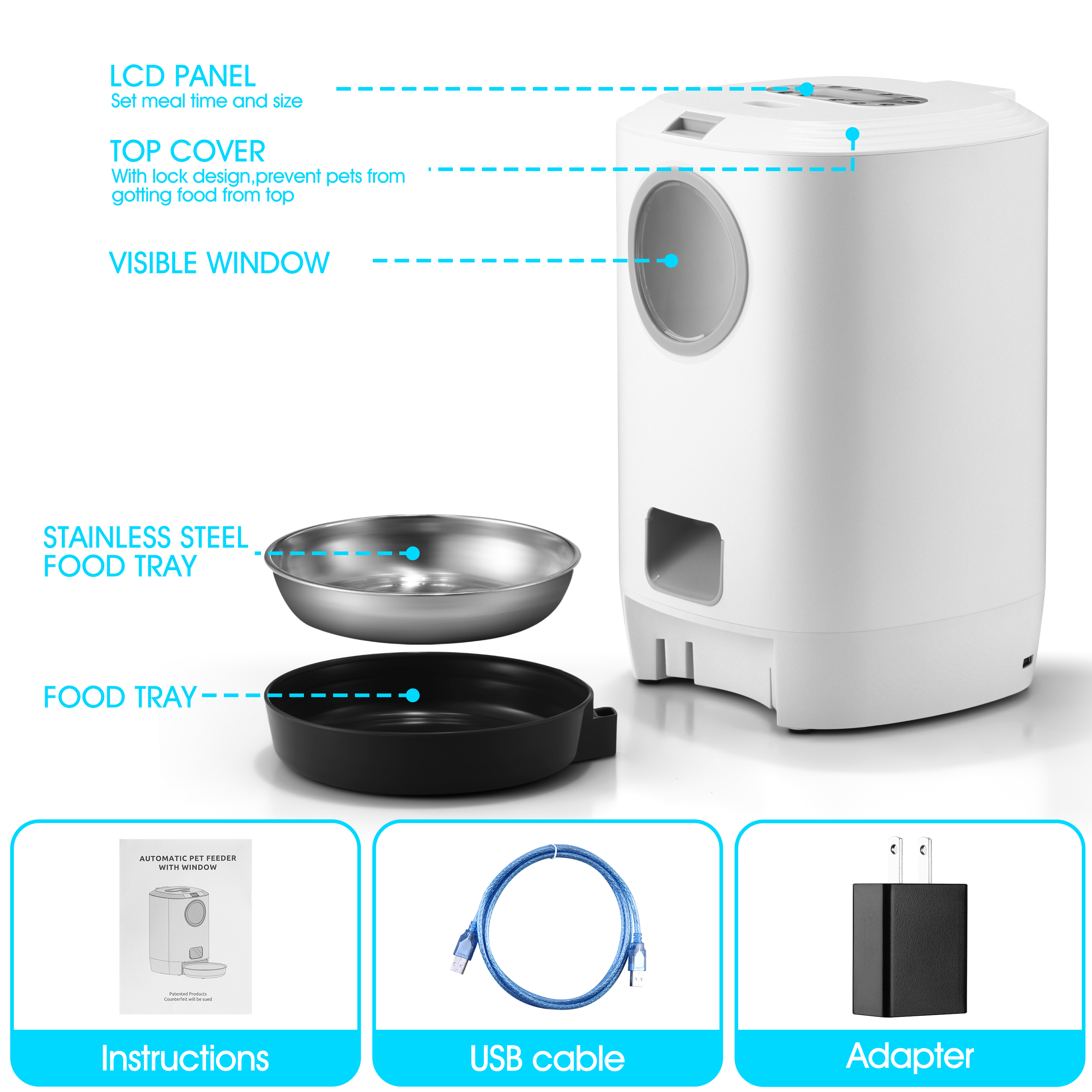 2021 NEW Automatic Pet Feeder 4.5L Capacity Smart Food Dispenser with Portion Control for Dog and Cat Supporting Dropshipping