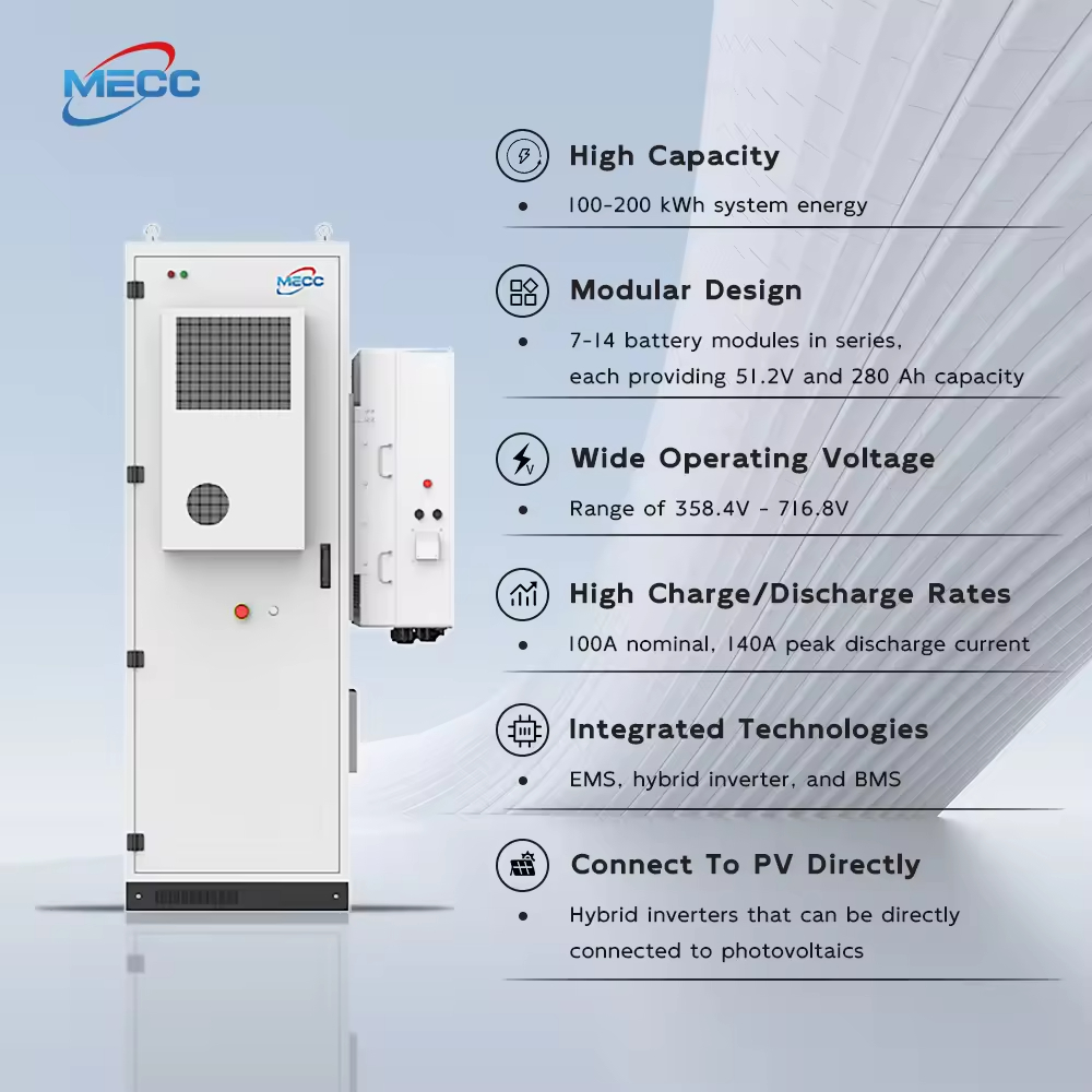Outdoor Industrial Commercial BESS Cabinet 50KW 100kWh LiFePO4 Battery Energy Storage System For Solar Power
