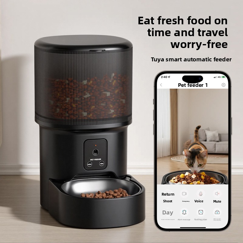 Pet Smart Automatic Plastic Feeder Timed Feeding Remote Voice Control Household Video Wholesale