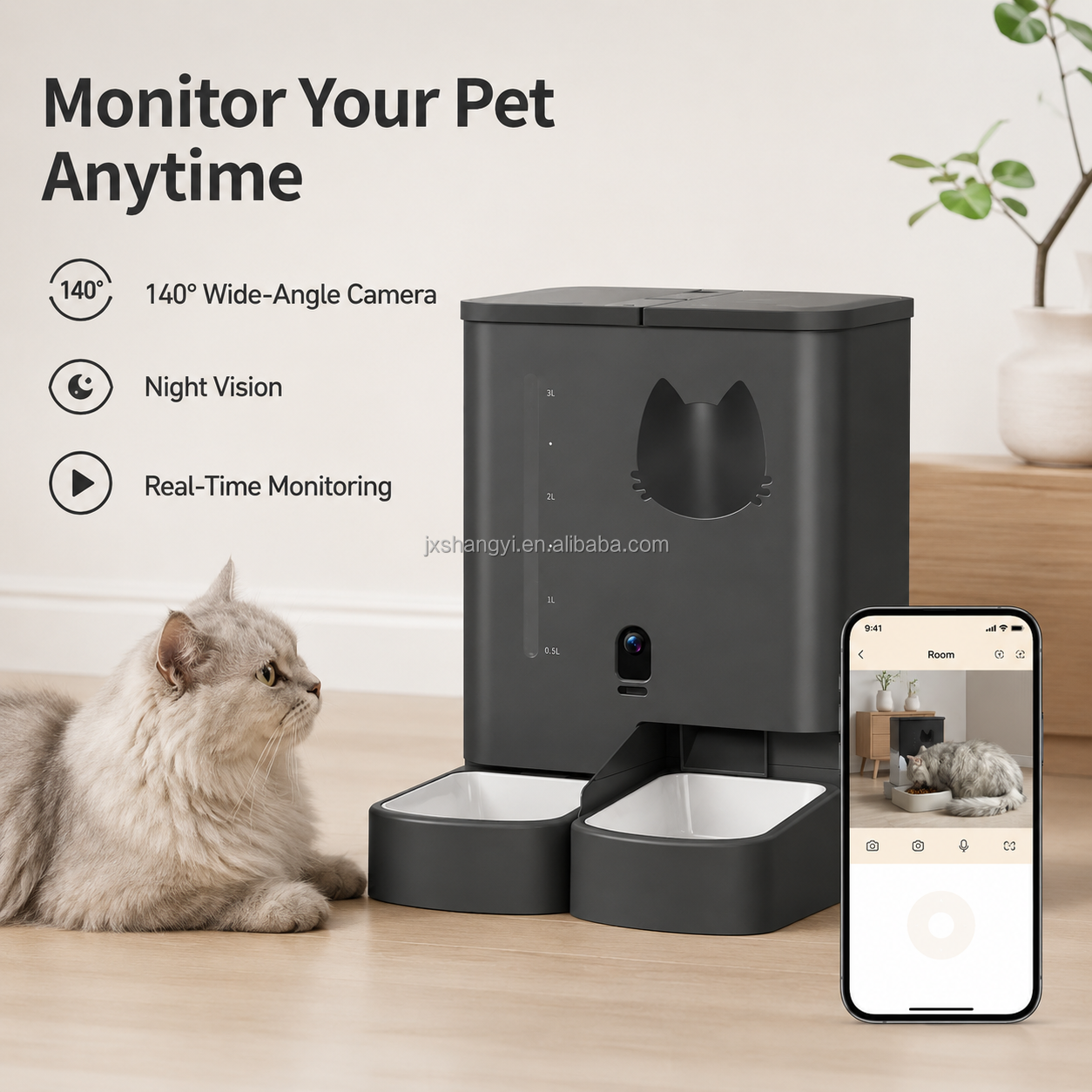 Factory OEM Custom 2 In 1 Water And Food Pet Bowls Feeders Automatic Cat Smart Pet Feeder With Camera Timer WIFI