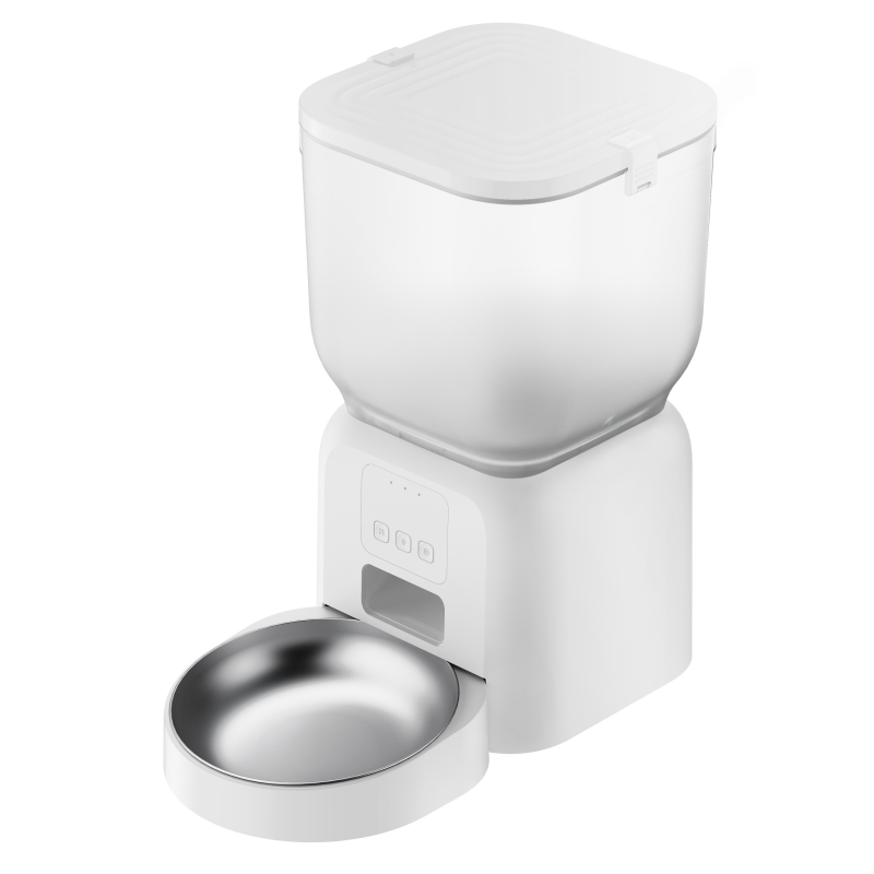 Smart 4L Square Stainless Steel Waterproof Battery Pet Feeder Automatic Timed Bowl Tuya WiFi App Control Easy Clean Indoor Use