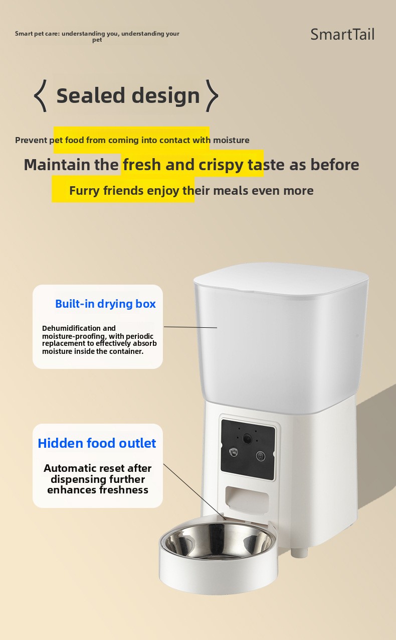 APP Controlled Automatic Pet Feeder Timer Food Dispenser with Camera Dual Stainless Steel Bowls for Cat Dog Scheduled Feeding