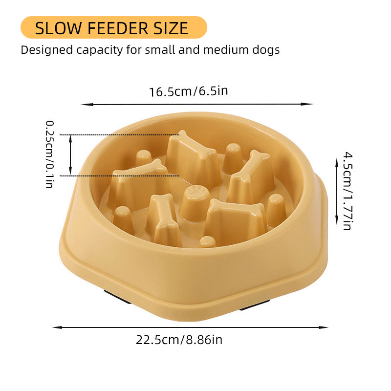 Dropshipping Plastic Bone Shaped Dog Bowl Non-Slip Anti-Choke Slow Feeder Healthy Bloat Stop Feeding Bowl For Small Medium Pets