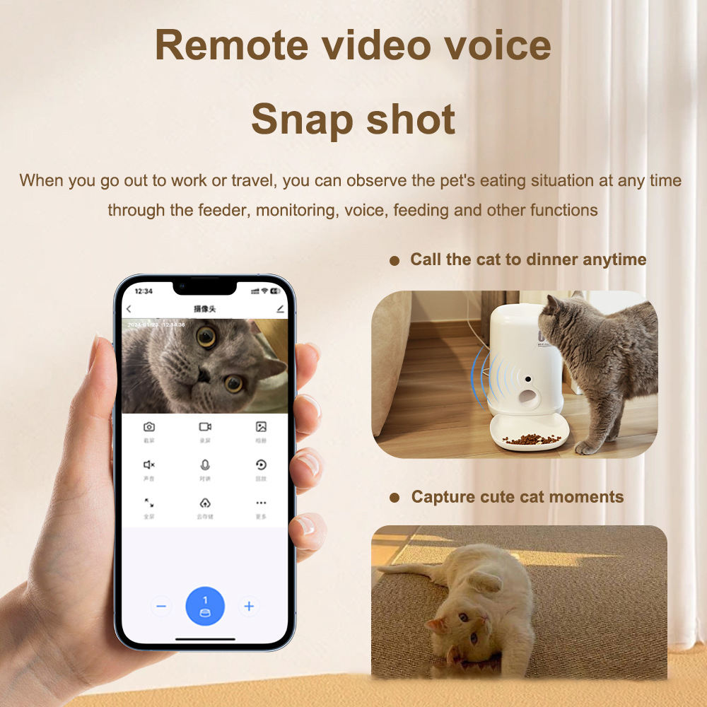 AI Voice Control Smart Pet Feeder with Removable Food Tank APP and Camera for Cats and Dogs Automatic Timer and Portion Feeding