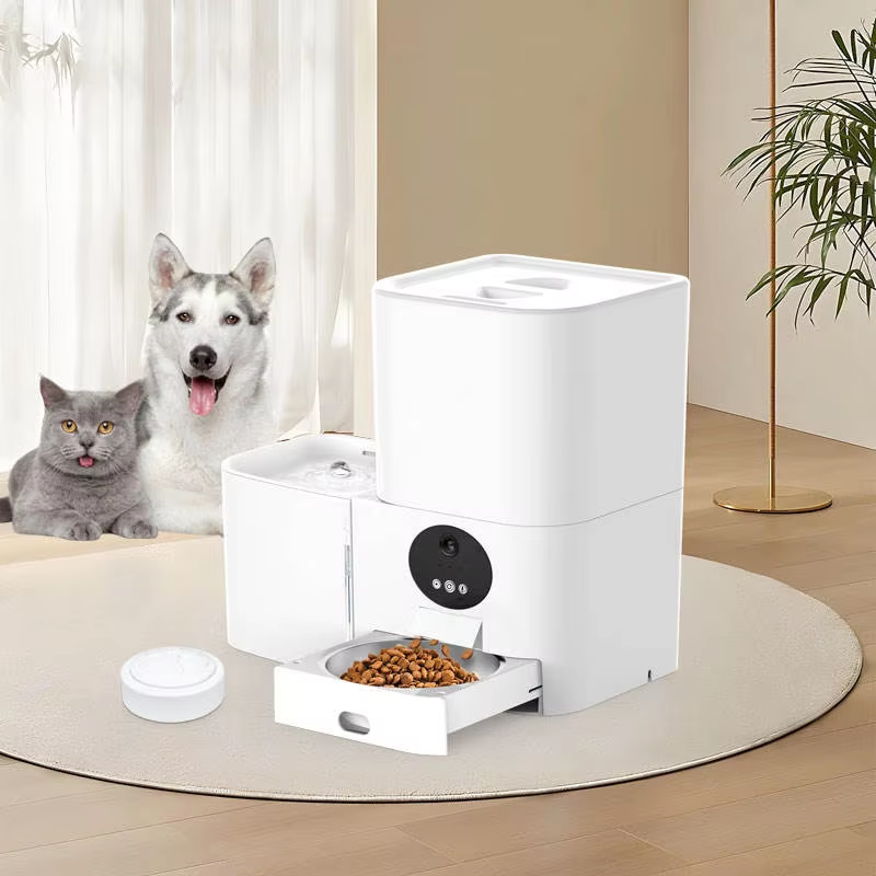 Multi cat Feeder Battery-powered Automatic Pet Feeder/ DualFlow Hydration Dispenser TwinSpout Water Fountain &amp; Feeder Automatic