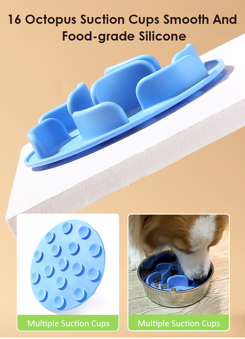 Custom Portable 2 In 1 Drinking Eating Puppy Essentials Silicone Mat Pet Cat Slow Feeder Dog Food Bowl