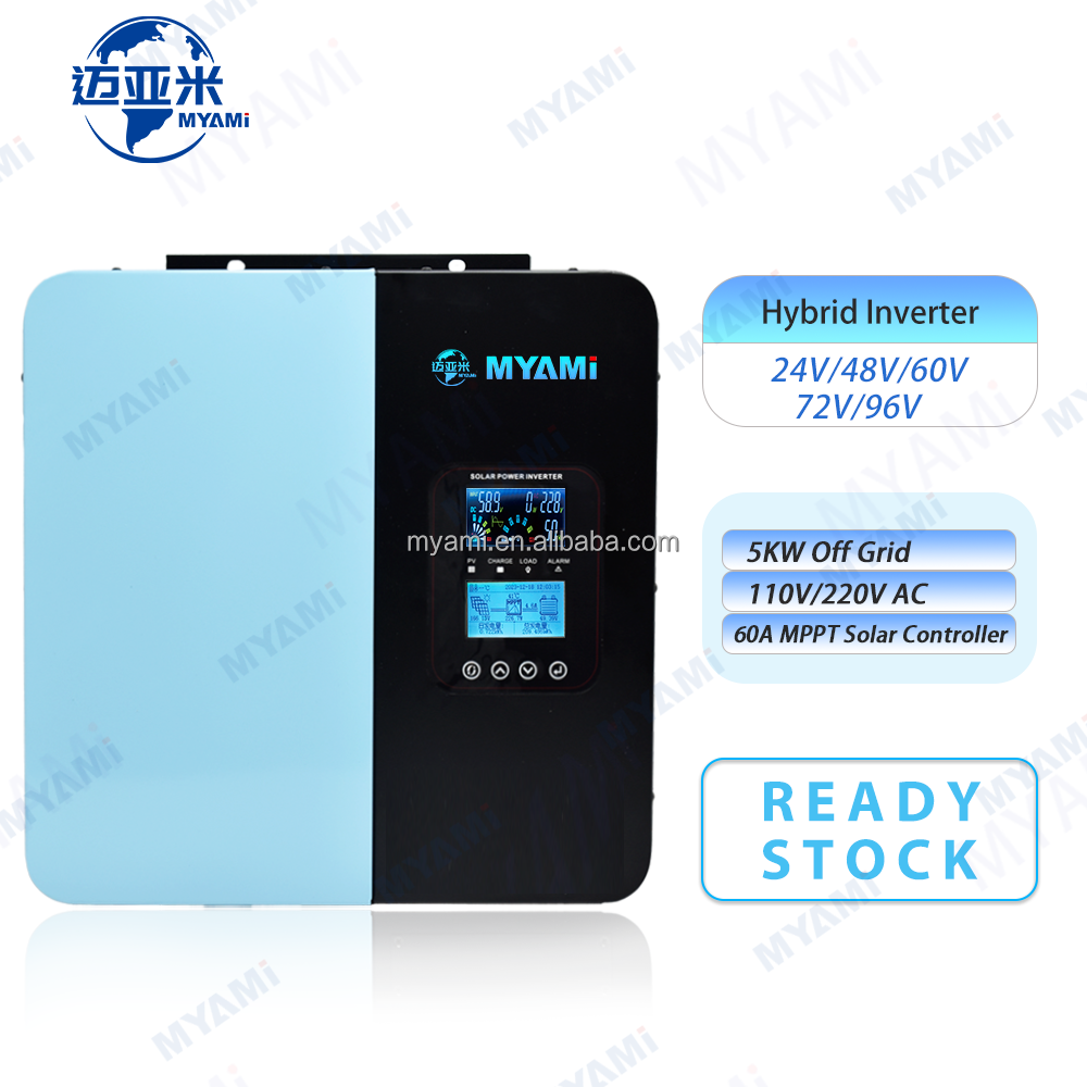 MYAMi 5KW 24-96V Pure Sine Wave Hybrid Solar Inverters with 60A MPPT Solar Charge Controller All-in-One Machine for Solar System