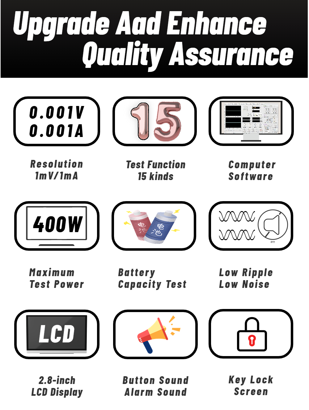 ET5410A+ 400W 40A 150V Desktop Programmable DC Electronic Load Tester Power Supply Battery Tester 15A 150V Test Equipment