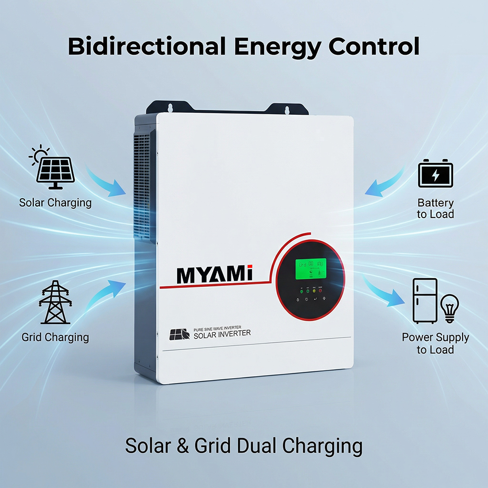 MYAMi High Quality Hybrid Solar Inverter 3KW 3.3KW 24VDC to AC with  MPPT 120A Pure Sine Wave On/off Grid Hybrid Solar Inverter