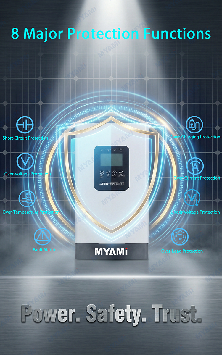 MYAMi 200amp 24V-192V Solar Panel Battery Regulator LCD 450VDC High Voltage Smart MPPT Solar Charge Controller