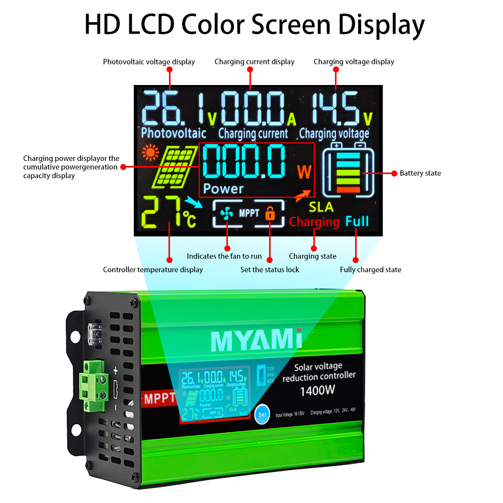 MYAMi Régulateur Mppt Lithium Battery Charger 12v 24v 48v Regolatore Mppt Charger 25A 30A 60A 100A Solar Charge Controller 150V