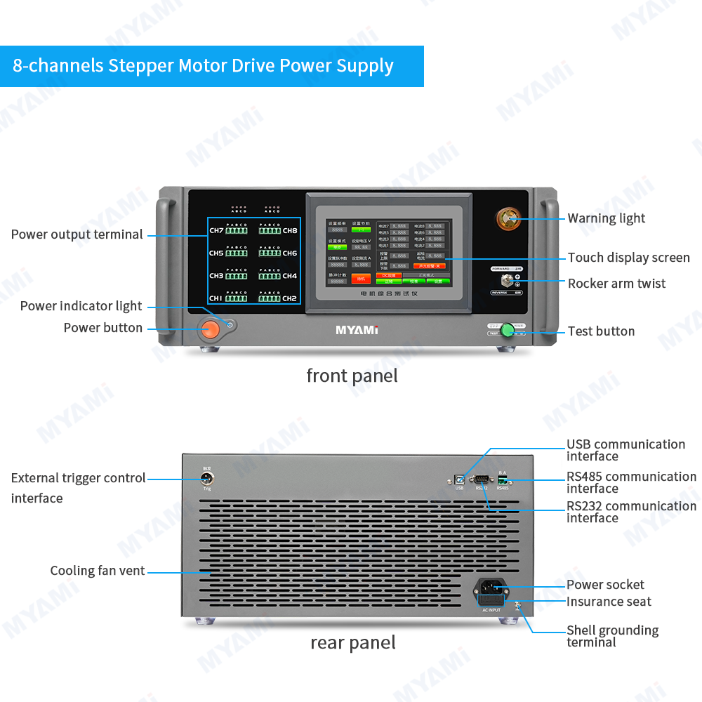 MYAMI 8-channel Rack-mounted Stepper Motor Driver Power Supply Programmable Bench Variable 0-60V 0-5A DC Source for 3D Printer