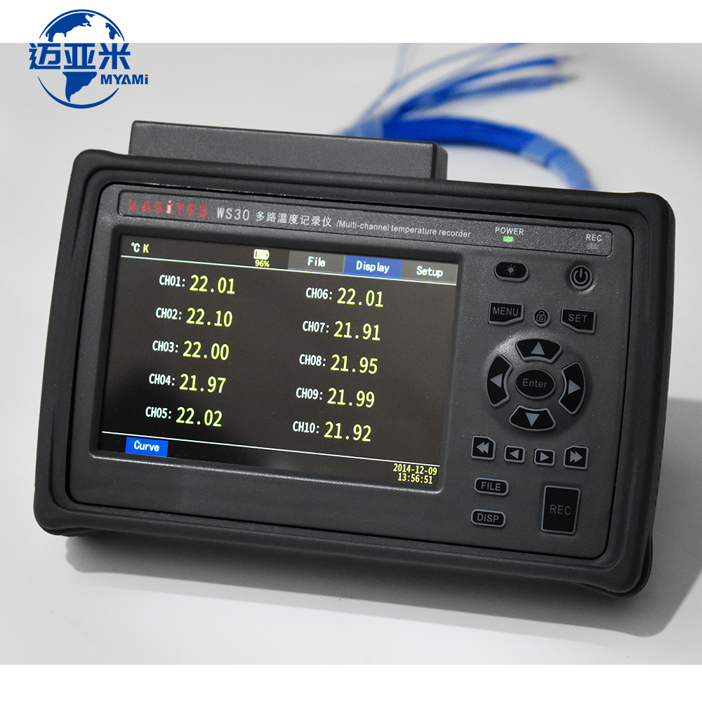 MYAMi Handheld Multi Channel Paperless Recorder Support K J E T N S R B Thermocouple 10-Channel Temperature Tester