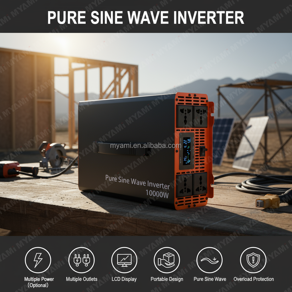 MYAMi 5Kw 3Kw 2kw 1kw High Efficiency Pure Sine Wave Power Inverter DC 12V 24V 48V 72V AC 220V/110V for Automotive/Home/RV