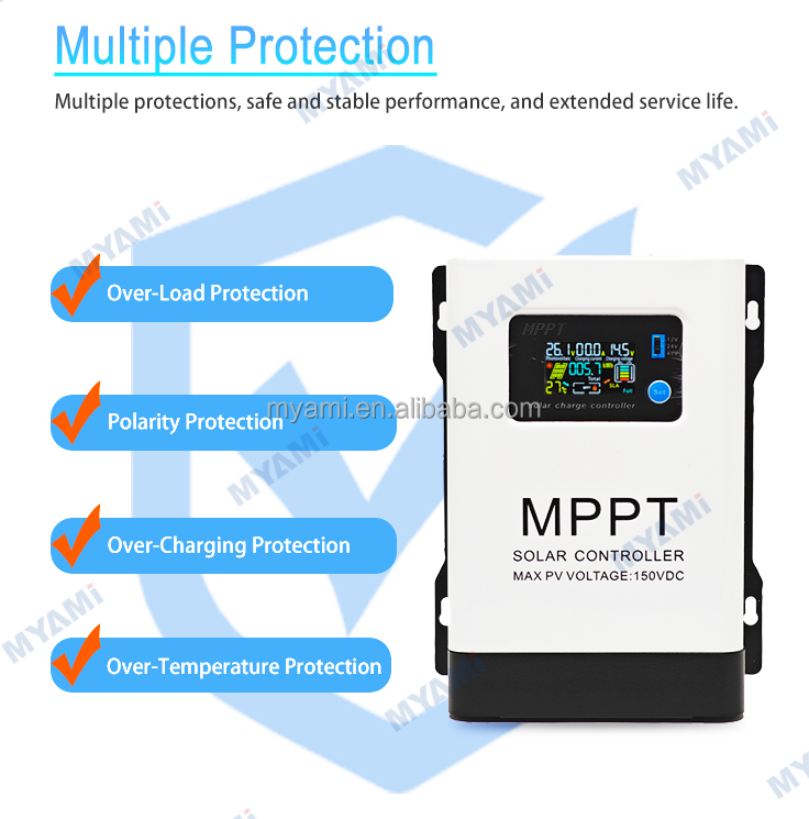 In Stock MYAMi Solar Charge Controller MPPT 100 a Above Adjustable 12V/24V/48V With LCD Display for Lead-acid/Lithium Battery
