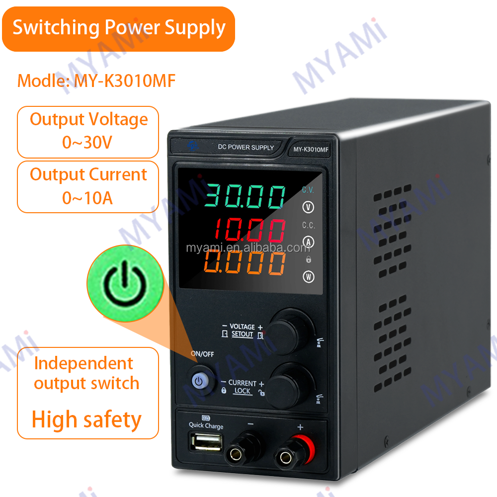 MYAMi 300W 0-30V 0-10A Variable Desktop Lab Dc Power Supply 30V 10A Adjustable Regulated Switching Power Supply for Phone Repair